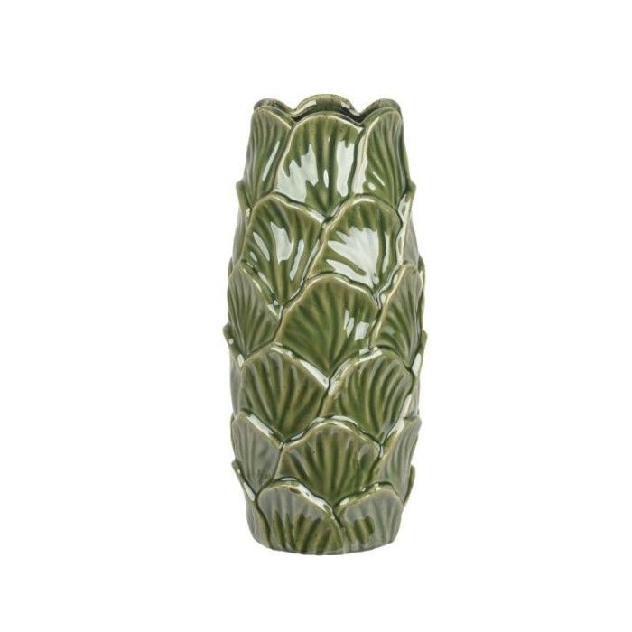 VASO VERDE FOGLIE IN RILIEVO H.37 D.16